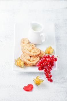 Heart-shaped biscuits wiith sugar and cinnamon 
for Valentine's Day 