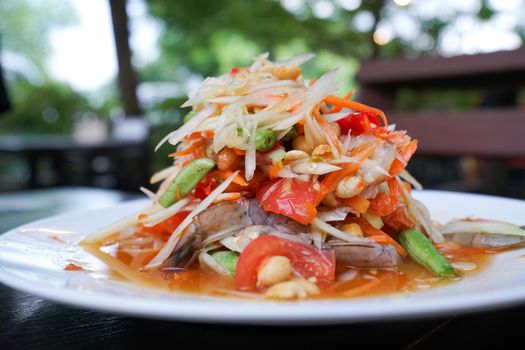 papaya salad with raw shrimp