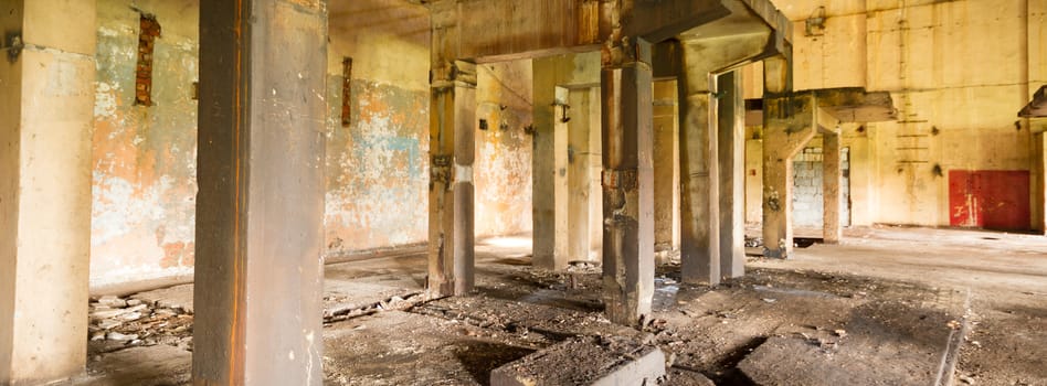 ruins of a very heavily polluted industrial factory, industrial series
