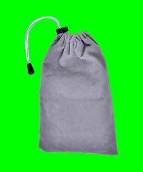 Grey Bags White Rope Fabric on green screen Clipping Path