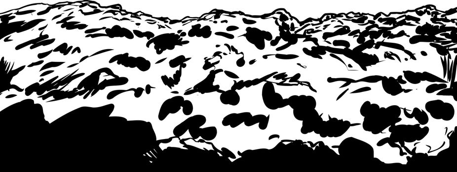 Outline illustration of clump of soil or rocky mining slag heap