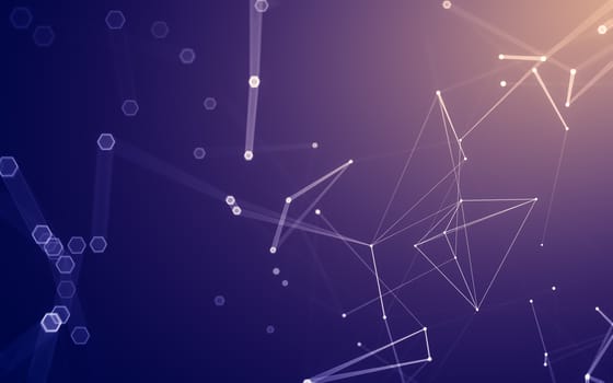 Abstract polygonal space low poly dark background with connecting dots and lines. Connection structure. 3d rendering