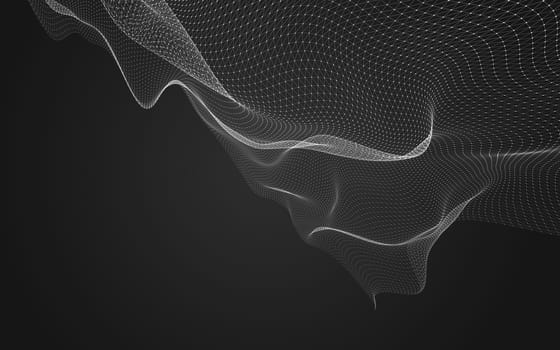 Abstract polygonal space low poly dark background with connecting dots and lines. Connection structure. 3d rendering