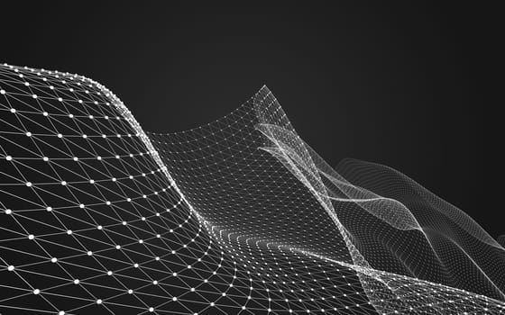 Abstract polygonal space low poly dark background with connecting dots and lines. Connection structure. 3d rendering