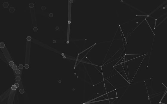 Abstract polygonal space low poly dark background with connecting dots and lines. Connection structure. 3d rendering