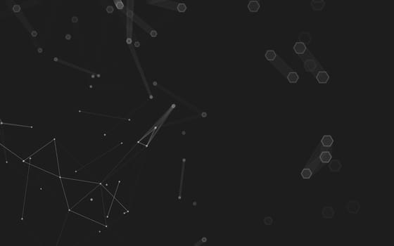 Abstract polygonal space low poly dark background with connecting dots and lines. Connection structure. 3d rendering