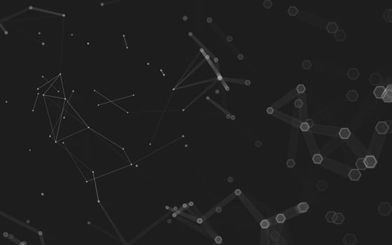 Abstract polygonal space low poly dark background with connecting dots and lines. Connection structure. 3d rendering