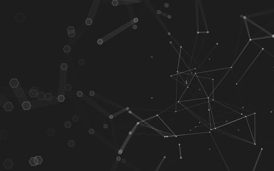 Abstract polygonal space low poly dark background with connecting dots and lines. Connection structure. 3d rendering