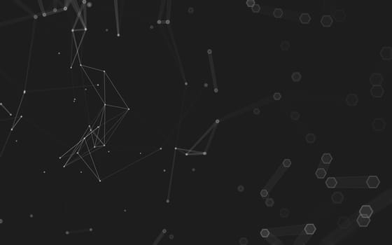 Abstract polygonal space low poly dark background with connecting dots and lines. Connection structure. 3d rendering