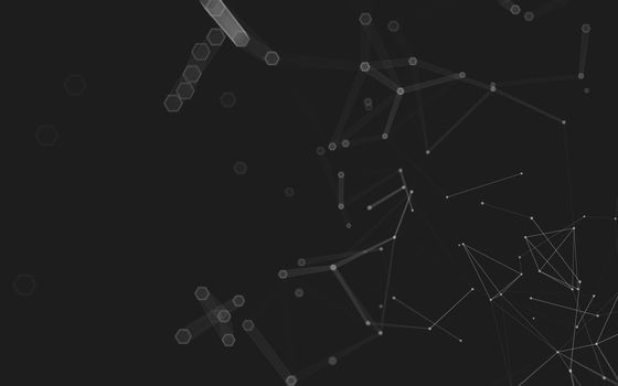 Abstract polygonal space low poly dark background with connecting dots and lines. Connection structure. 3d rendering