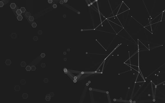 Abstract polygonal space low poly dark background with connecting dots and lines. Connection structure. 3d rendering