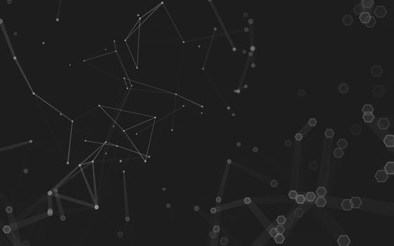 Abstract polygonal space low poly dark background with connecting dots and lines. Connection structure. 3d rendering