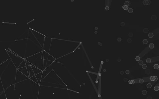 Abstract polygonal space low poly dark background with connecting dots and lines. Connection structure. 3d rendering