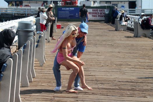 Frenchy Morgan, Jesse Willesee the "Celebrity Big Brother" Star and ex-lebian girlfriend of Gabi Grecko is spotted getting romantic with Australian Musician Jesse Willesee at the Malibu Pier, Malibu, CA 05-15-17