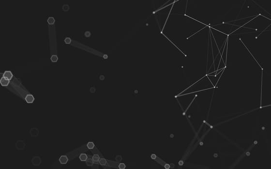 Abstract polygonal space low poly dark background with connecting dots and lines. Connection structure. 3d rendering