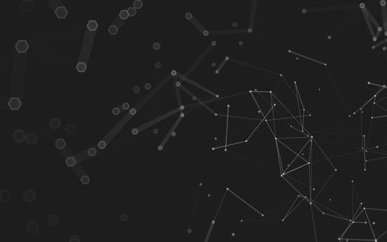 Abstract polygonal space low poly dark background with connecting dots and lines. Connection structure. 3d rendering