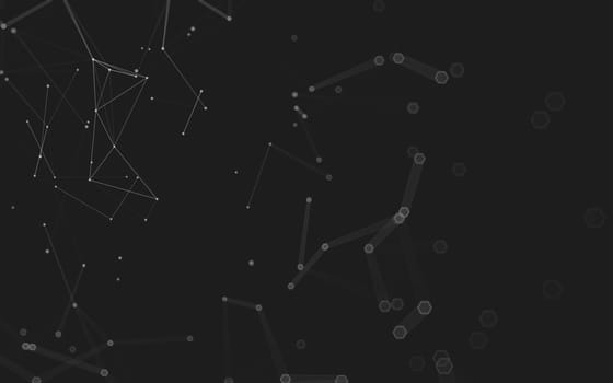 Abstract polygonal space low poly dark background with connecting dots and lines. Connection structure. 3d rendering