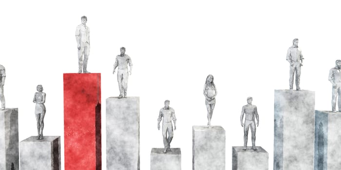 People Standing on Financial Bar Graph Chart