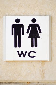Men's and ladies' toilet display panel gray with black lettering