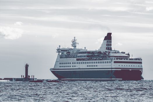 Big cruise liner. Passenger ferry sailing from Riga to Stockholm