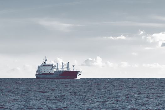 Cargo ship sailing in open Baltic sea