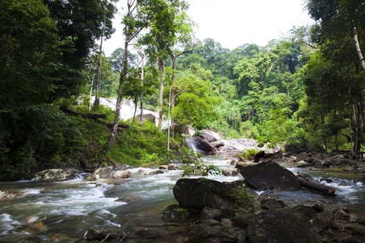 Karom waterfall  is one of the attractions of Nakhon SI thammarat province. Natural background waterfall. waterfall Colorful leaves. waterfall thailand tropical