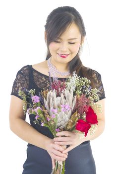 Asian bride at indoor studio