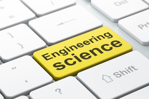 Science concept: computer keyboard with word Engineering Science, selected focus on enter button background, 3D rendering