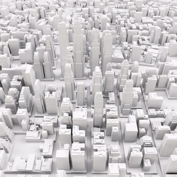 White modern city, aerial view. 3D rendering