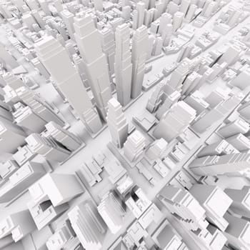 White modern city, aerial view. 3D rendering