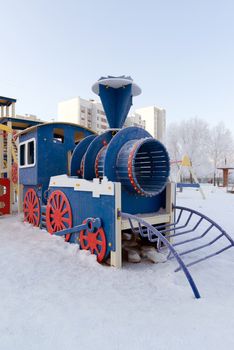 Playground structure outdoors in a winter day