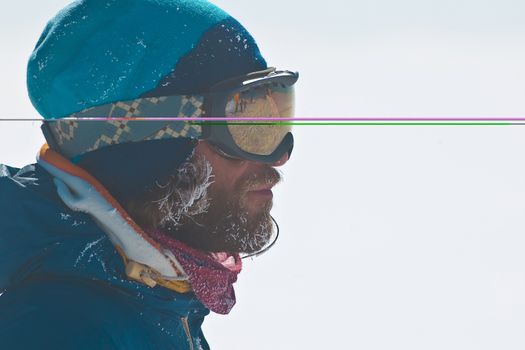 Portrait of freerider in the mountains in winter