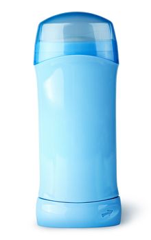 Blue deodorant container with cap isolated on white background