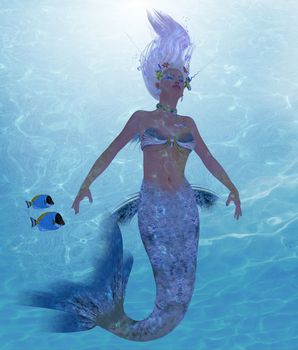 A mermaid is a fantasy creature from folklore and myth that has a fish tail and a woman's upper body.