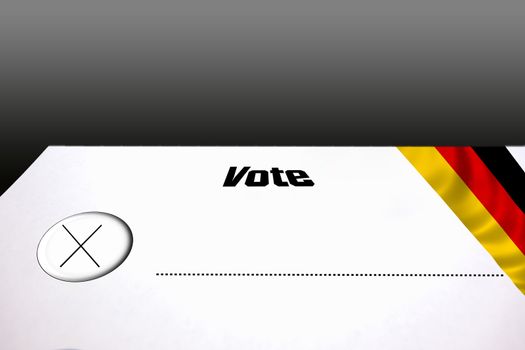 Ballot papers, Choice sheet for government elections or Bundestag elections.
Choice stamp with round button. Right side the German flag.