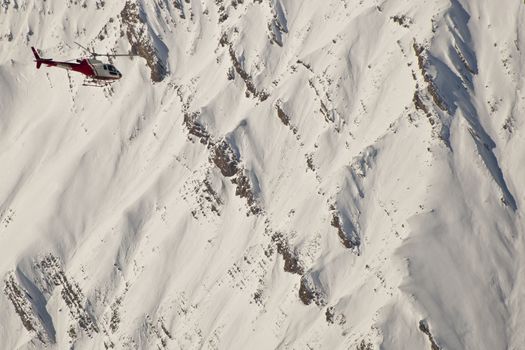 The helicopter in the mountains of Georgia