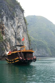 Travel boat near Cat Ba island, Halong Bay, Vietnam
