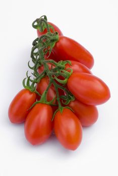 Cherry tomato (plum) of Sicily (Italy) isolated on white background