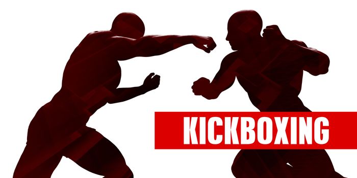 Kickboxing Class with Silhouette of Two Men Fighting