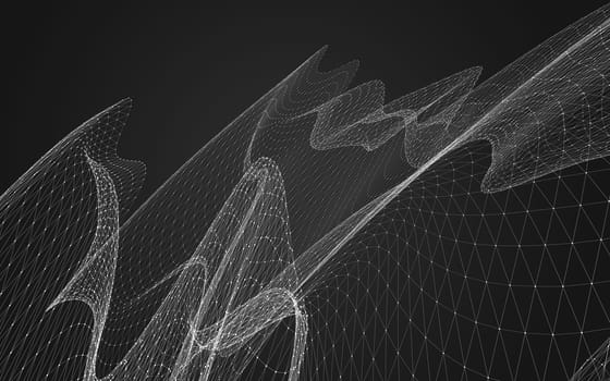 Abstract polygonal space low poly dark background with connecting dots and lines. Connection structure. 3d rendering