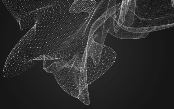 Abstract polygonal space low poly dark background with connecting dots and lines. Connection structure. 3d rendering