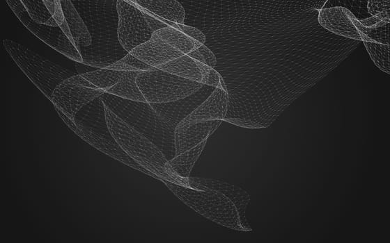 Abstract polygonal space low poly dark background with connecting dots and lines. Connection structure. 3d rendering