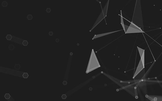 Abstract polygonal space low poly dark background with connecting dots and lines. Connection structure. 3d rendering