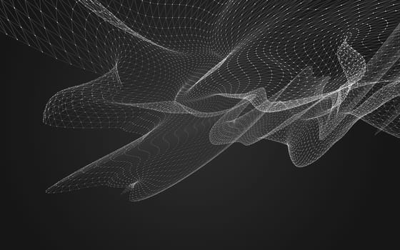 Abstract polygonal space low poly dark background with connecting dots and lines. Connection structure. 3d rendering