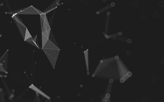 Abstract polygonal space low poly dark background with connecting dots and lines. Connection structure. 3d rendering