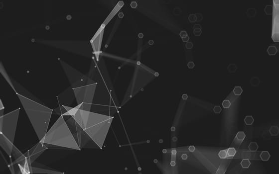 Abstract polygonal space low poly dark background with connecting dots and lines. Connection structure. 3d rendering