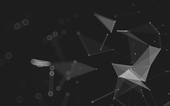 Abstract polygonal space low poly dark background with connecting dots and lines. Connection structure. 3d rendering