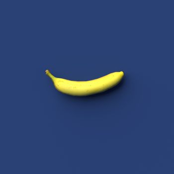 COLOR PHOTO OF 3D RENDERING OF A BANANA ON PLAIN BACKGROUND