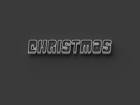 BLACK AND WHITE PHOTO OF 3D RENDERING WORDS 'CHRISTMAS' ON PLAIN BACKGROUND