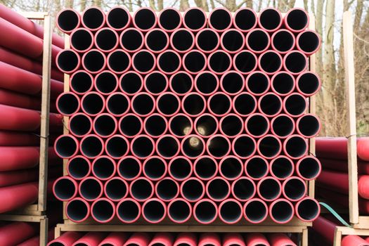 Temporary storage of various plastic pipes
